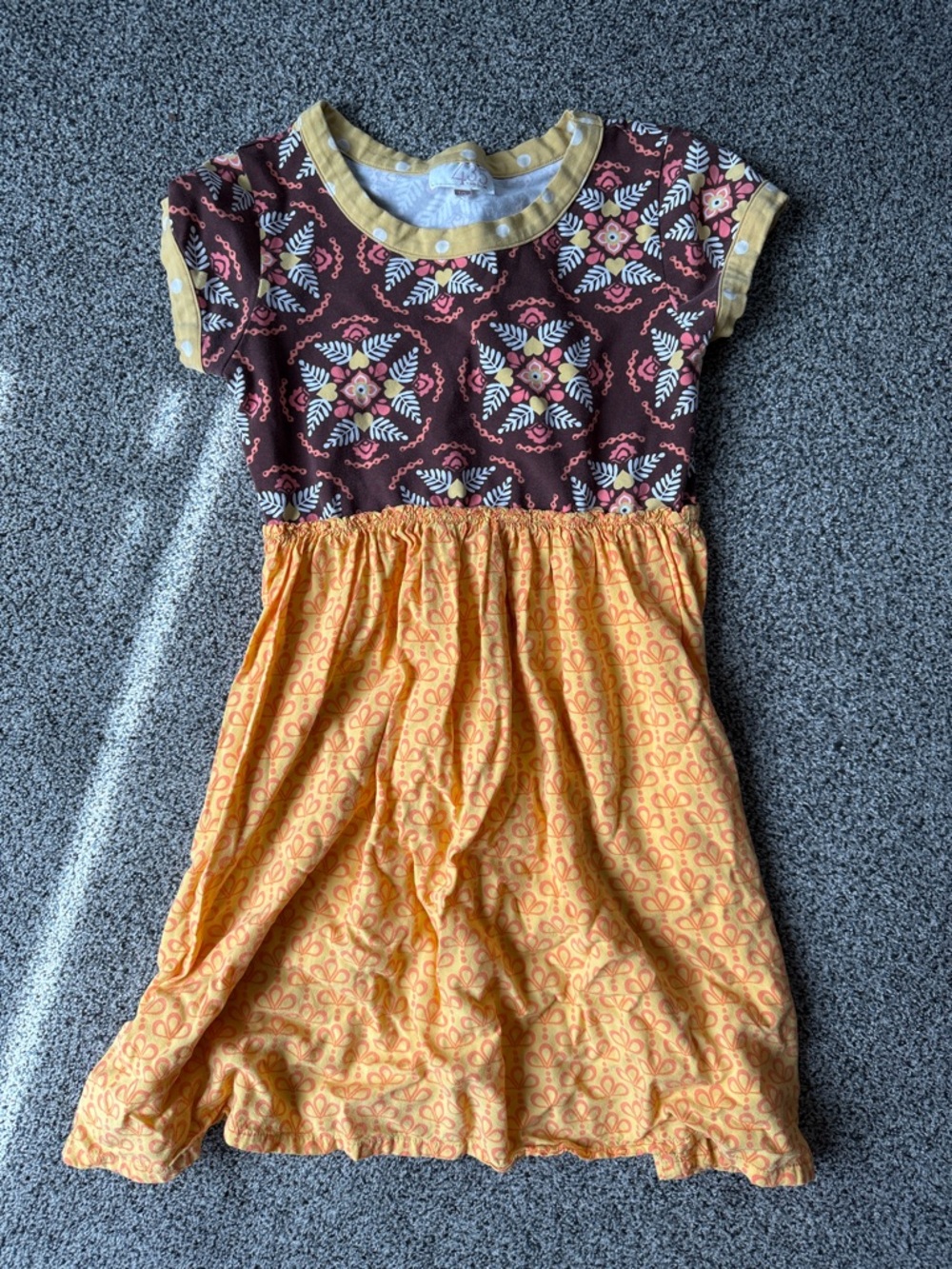 Matilda Jane Brown Floral Bodice with Yellow Gathered Skirt Dress